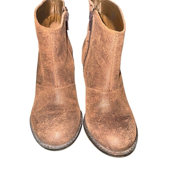 Jessica Simpson Maxi Taupe Brown Leather Heeled Ankle Booties Women's 5.5 - Picture 3 of 5